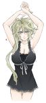  blush breasts cleavage cloud_strife dress fenrir_(vehicle) final_fantasy final_fantasy_vii final_fantasy_vii_advent_children grey_eyes heart large_breasts long_hair naughty_face personification ponytail shinzui_(fantasysky7) smile solo very_long_hair 