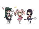  3girls bishoujo_senshi_sailor_moon chibi chibi_usa dancing heart lowres magical_girl meiou_setsuna multiple_girls nako_(nonrain) outer_senshi sailor_chibi_moon sailor_moon sailor_pluto sailor_saturn sailor_senshi silence_glaive source_request time_staff tomoe_hotaru weapon 