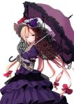  bow dress elbow_gloves gloves hair_bow hat lace lace_gloves long_hair nikka nikka_(cryptomeria) parasol touhou umbrella yakumo_yukari yellow_eyes 