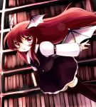  belt book chibi flying head_wings highres koakuma library necktie open_mouth red_eyes red_hair redhead thigh-highs thighhighs touhou vest wings wings_on_head yume_shokunin 