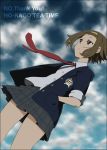  brown_eyes brown_hair dutch_angle hairband hand_in_pocket k-on! necktie no_thank_you no_thank_you! school_uniform short_hair sleeves_rolled_up tainaka_ritsu 