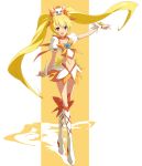  blonde_hair colored cure_sunshine dorago eto flat_chest heartcatch_precure! highres long_hair magical_girl myoudouin_itsuki open_mouth orange_(color) orange_background orange_dress potpourri_(heartcatch_precure!) precure shadow smile very_long_hair 