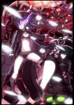  black_hair black_rock_shooter black_rock_shooter_(character) blue_eyes boots chain dead_master glowing glowing_eyes green_eyes highres long_hair pro smile twintails 