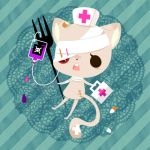  aka bad_id bandages cat cat_focus fork intravenous_drip lowres no_humans nurse original pill scar skull_and_crossbones 