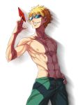  grin male manly muscle nekomamire origami pants shadow shirtless smile sunglasses teeth to_aru_majutsu_no_index tsuchimikado_motoharu 