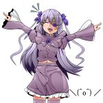  barasuishou closed_eyes eyepatch flower long_hair navel outstretched_arms purple_hair rozen_maiden skirt spread_arms thigh-highs thighhighs twintails zettai_ryouiki 