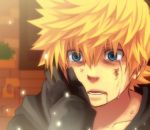  blood blue_eyes gloves hand_on_another's_cheek hand_on_another's_face kingdom_hearts kingdom_hearts_358/2_days lowres open_mouth pov roxas spoilers tears xion_(kingdom_hearts) 