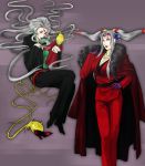  absurdres cloud_of_darkness dissidia_final_fantasy earrings elf facial_mark facial_markings final_fantasy final_fantasy_iii final_fantasy_viii grey_hair highres jewelry lips lipstick long_hair multiple_girls pointy_ears red_eyes ultimecia very_long_hair yellow_eyes 
