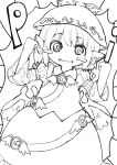  blush_stickers clenched_hands fist happy hat lineart monochrome mystia_lorelei no_nose short_hair touhou transparent_background wings yunuki 