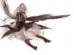  boots breasts cleavage doll_joints dress hairband knee_boots long_hair red_eyes rozen_maiden suigintou white_hair wings 