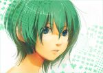  blue_eyes face green_hair hatsune_miku kawai_(nrksrk) lips short_hair vocaloid 
