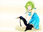  blue_hair dress green_hair gumi happy penguin short_hair smile vocaloid 