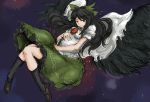  bow cape eyes hair_bow highres long_hair michael-x pregnant red_eyes reiuji_utsuho smile solo touhou wings 