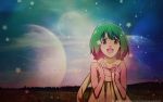  green_hair macross_frontier open_mouth ranka_lee red_eyes stars 