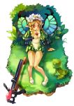  blonde_hair blush bow_(weapon) butterfly_wings crossbow fairy flower frog hair_flower hair_ornament highres kamisakai mercedes o3o odin_sphere pointy_ears red_eyes weapon wings 