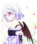  bat_wings blue_hair dress lavender_hair profile red_eyes remilia_scarlet ribbon riichu short_hair solo touhou wings 