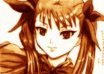  dance_in_the_vampire_bund godees hair_ribbon highres long_hair mina_tepes monochrome ribbon sepia sketch solo traditional_media twintails 