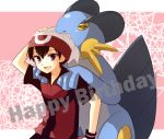  1boy happy_birthday hat mokorei pokemon pokemon_(creature) pokemon_special red_eyes ruby_(pokemon) scar swampert 