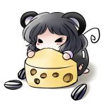  animal_ears barefoot biting cheese chibi closed_eyes eating mouse_ears mouse_tail nazrin seed solo sunflower_seed tail touhou yume_shokunin 