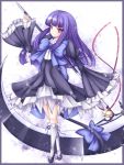  blush dress long_hair mikan_(5555) scythe smile solo tail umineko_no_naku_koro_ni violet_eyes weapon 