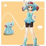  1girl bike_shorts hairband lowres moemon personification phanpy pokemon pokemon_(creature) pokemon_(game) pokemon_gsc tenjou_ryuka 