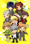  black_eyes black_hair blonde_hair blue_eyes blue_hair blush brown_eyes brown_hair cabbie_hat chibi dagger grey_eyes grey_hair hairband hanamura_yousuke hat headphones kazanami kujikawa_rise kuma_(persona_4) narukami_yuu persona persona_4 satonaka_chie scar school_uniform seta_souji shirogane_naoto short_hair skirt smile tatsumi_kanji track_jacket twintails weapon 