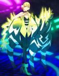  aqua_eyes black_pantyhose blonde_hair bob_cut cable choker electricity gym_leader halter_neck halterneck hamming headphones high_heels kamitsure_(pokemon) midriff navel pantyhose poke_ball pokemon pokemon_(game) pokemon_black_and_white pokemon_bw shoes short_hair skin_tight zebra zebstrika 