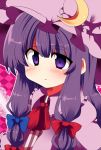  bad_id crescent crescent_moon face hat long_hair matatabi_maru patchouli_knowledge purple_eyes purple_hair solo touhou violet_eyes 