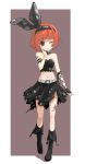  akai_ringo alternate_costume bangs belt blunt_bangs bob_cut boots collar facial_mark fingerless_gloves gloves hairband index_finger_raised midriff navel ookami-san ookami-san_to_shichinin_no_nakamatachi pointing pointing_up red_eyes red_hair redhead shomon short_hair single_glove skirt star wink 