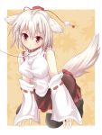  animal_ears breasts collar detached_sleeves efe face hat inubashiri_momiji leash red_eyes short_hair silver_hair tail tokin_hat touhou wolf_ears wolf_tail 