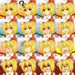  :d ? angry blonde_hair blush chart closed_eyes constricted_pupils crazy crazy_eyes embarrassed expressions fangs flandre_scarlet frown happy hat icon open_mouth red_eyes sad seven_star short_hair smile solo sweatdrop tears touhou wavy_mouth wings you_gonna_get_raped 