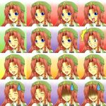  blue_eyes blush braid chart closed_eyes embarrassed expressions frown happy hat hong_meiling long_hair open_mouth red_hair redhead sad seven_star smile star surprised sweatdrop tears touhou twin_braids wink 