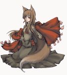  brown_hair dress holo konecoya red_eyes spice_and_wolf tail wolf_ears 