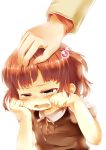  hair_bobbles hair_ornament hand_on_head highres petting red_hair redhead rihhi tears umineko_no_naku_koro_ni ushiromiya_ange ushiromiya_battler young 