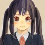  black_hair brown_eyes face k-on! kezurico long_hair nakano_azusa ocaca_(chocolate-hopper) school_uniform tears twintails 