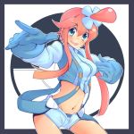  fuuro_(pokemon) gloves hair_ornament hot_pants iguana midriff navel pokemon pokemon_(game) pokemon_black_and_white pokemon_bw red_hair redhead short_shorts shorts 