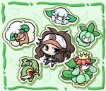  brown_hair cottonee green lilligant petilil pokemon pokemon_(game) pokemon_bw snivy touko_(pokemon) whimsicott yanagi_(artist) 