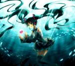  detached_sleeves floating_hair green_eyes green_hair hatsune_miku headset heart hinase_haruka long_hair necktie skirt solo thigh-highs thighhighs twintails underwater very_long_hair vocaloid 