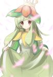  1girl brown_eyes costume crown flower green_hair lilligant mishima_kurone personification pokemon smile 