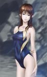  brown_hair competition_swimsuit highres konta long_hair one-piece_swimsuit original solo swimsuit 
