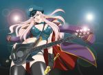 cape gloves guitar hat instrument macross macross_frontier microphone peaked_cap sabachiyo_land sheryl_nome thighhighs 
