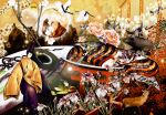  bird boar cherry_blossoms deer flower frog hanafuda hat iris_(flower) japanese_clothes kimono leaf maple_leaf moon oriental_umbrella peony_(flower) tate_eboshi torii umbrella yanp 