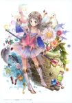  atelier_(series) atelier_totori bird boots fish flask flower food fruit gem grey_eyes grey_hair highres kishida_mel seagull smile strawberry totooria_helmold 