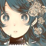  bust choker close-up earrings face flower hatsune_miku jewelry komine rose solo star tears vocaloid 