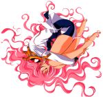  closed_eyes epaulettes fetal_position highres long_hair official_art pink_hair scan shoujo_kakumei_utena shoujo_kakumei_utena_adolescence_mokushiroku tenjou_utena 