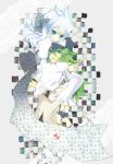  baseball_cap blue_eyes green_eyes green_hair hat japanese_clothes moemon n_(pokemon) personification pokemon pokemon_(game) pokemon_black_and_white pokemon_bw reshiram white_hair ws_(pixiv) 