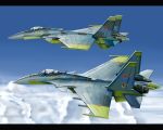  ace_combat_04 airplane cloud clouds emblem error flying jet kcme letterboxed missile sky su-37 weapon yellow_13 yellow_4 