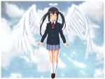  closed_eyes halo k-on! kimuti-g long_hair nakano_azusa school_uniform twintails wings 