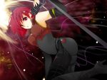 boots cosplay cutie_honey cutie_honey_(character) cutie_honey_(cosplay) detached_sleeves jun_can magical_girl meiko microphone microphone_stand red_eyes red_hair redhead short_hair solo vocaloid 