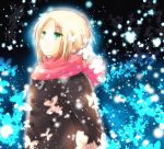  aplerichi axis_powers_hetalia blonde_hair butterfly green_eyes looking_up poland_(hetalia) scarf short_hair snow solo 